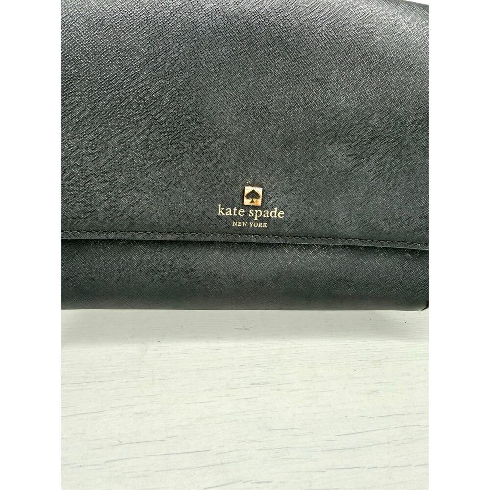 Kate Spade New York Black Saffiano Leather Flap Crossbody Shoulder Bag Purse - Picture 3 of 8